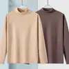 Camiseta Base Versátil Ins-Trendy de Manga Larga de Color Sólido de Doble Cara de Forro Polar para Hombre DeRong 2025 Otoño/Invierno Nuevo de Cuello Alto