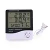 Htc-1Htc-2 Medidor de Temperatura y Humedad de Pantalla Grande Reloj Despertador Termómetro para Uso Doméstico en Interiores y Exteriores Pantalla Digital Digital con Sonda