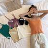 Colete de Camisola para Mulheres 2024 Novo Estilo Coreano Base de Borda de Orelha Uso Interno Externo Curto Cintura Alta Slim-fit Malha Top