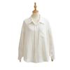 Camisa Casual Simples de Cor Sólida Solta para Mulheres com Gola Reversível, de Botão Único, Cardigã Top de Linho Preguiçoso de Manga Longa