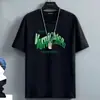 Camiseta de seda helada de verano, estilo Hong Kong, estampado de letras moderno, cuello redondo, manga corta, moda masculina, camiseta casual versátil para hombre