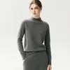 Leve, macio, glutinoso Outono/Inverno Novo Fio Duplo Espessado Caxemira Feminino Gola Semi-alta Tricô Solto Camada Base Tricô