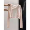 Cárdigan de Tencel color rosa nude para mujer, top tipo chal exterior suelto y fino de verano, protector solar simple transpirable de manga larga