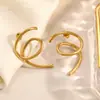 Pendientes Transfronterizos de Acero Inoxidable con Líneas Espirales y Formas Geométricas, Moda Estilo Ol, Diseño Sencillo, Pendientes Chapados en Oro de 18 Quilates