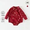 Macacão de Algodão Macio para Bebê Primavera e Outono Macacão Triângulo Elástico Manga Longa Roupa de Engatinhar Cor Sólida Camada Base Roupa de Peça Única para Bebês