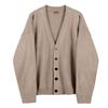 Suéter de otoño e invierno para hombre, nuevo, con cuello en V, color liso, estilo Hong Kong, cárdigan, chaqueta informal holgada de manga larga a la moda para hombre.