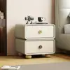Mesa de cabeceira de madeira maciça estilo vintage, cor de madeira natural minimalista moderna, armário de armazenamento com cantos arredondados, mesa de cabeceira de quarto de grande capacidade