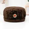 Chapéu de mãe para mulheres de meia-idade e idosas, chapéu de tricô de lã quente com veludo, chapéu de proteção contra o frio para senhoras idosas no inverno