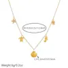 Moderna cadena para la clavícula de la serie oceánica más vendida transfronteriza, colgante de concha y estrella de mar chapado en oro de acero inoxidable, collar accesorio versátil