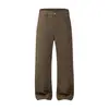 Pantalones Vaqueros Largos de Pierna Ancha Rectos Sueltos para Hombre Muqiu 2026 Otoño Algodón Puro Lavado Vintage Marrón