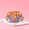 Cartão de aniversário tridimensional transfronteiriço cartão de aniversário avançado cartão de felicitações tridimensional 3D com efeito de luz e música