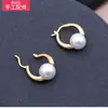 Accesorios diy tachuelas de plata de ley 925 hebilla de oreja anillo de oreja de dos clavos pendientes de perlas pendientes pendientes material chapado en platino