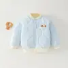 Chaqueta Corta Ligera de Algodón para Niños y Niñas con Forro de Felpa, Abrigo Acolchado de Algodón Bordado de Color Sólido para Invierno para Bebés y Niños