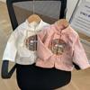 Top Infantil para Niña de Primavera y Otoño Estilo Chino Antiguo Retro Étnico Occidental Cuello Cuello de Tela Figura de Dragón Cárdigan