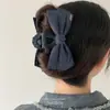 Grampo de Cabelo de Tecido Jeans Moda Feminina Presilha de Laço Acessório de Cabelo Grampo de Cabelo Traseiro Grande Grampo de Tubarão Grampo de Cabelo