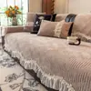 Almofada de sofá de chenille com babados românticos estilo francês, novo design 2026, simples e prática para uso doméstico, almofada de assento à prova de poeira