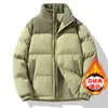 Jaqueta Acolchoada de Marca Tendência para Casal de Inverno, Casaco de Algodão Colorido Quente e Fashion com Gola Alta, Roupa Externa de Algodão Espessa e Forrada com Fleece para Homens