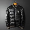Estação Europeia Outono e Inverno Novo Casaco de Penas Masculino Brilhante Casual Gola Alta Bordado Slim Bonito Jaqueta Masculina Moderna