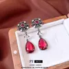 Pendientes Colgantes de Flor Hueca con Circonita Aguja de Plata Pendientes de Lujo Vintage Pendientes Estilo Palacio Retro para Mujer