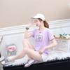 2019 Novo quadrado xadrez verão multicolorido manga curta camiseta feminina letras base camisa pullover pescoço redondo estilo coreano solto