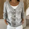 2026 Cardigan com Capuz Jaqueta de Imitação de Lã com Botões Europeu e Americano Outono e Inverno Novo Estilo Moda Casual Criativa Transfronteiriça Roupas Femininas