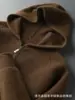 Nuevo Suéter de Lana Gruesa con Capucha y Cremallera para Hombre Otoño e Invierno Cárdigan Suéter Casual de Punto de Lana Pura