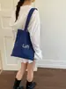 Bolso de Hombro Sencillo y Casual de Lona con Letras Estilo Coreano, Bolso Tote Versátil de Gran Capacidad para Estudiantes y Personas que Van al Trabajo