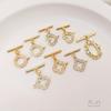 Oro amarillo claro de oro de 14 quilates micro-incrustado de circonita hebilla OT trébol de cuatro hojas pulsera collar de perlas hebilla de conexión de acabado accesorios diy