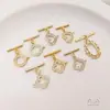 Ouro 14K Preenchido Ouro Claro Zircônia Micro-Pavimentada Fivela Ot Pulseira Trevo de Quatro Folhas Acabamento Colar de Pérolas Fivela de Conexão Acessórios DIY