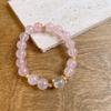 Pulsera de Cristal Rosa Natural para Mujer Cuentas de 10 mm con Aguamarina Luz de Luna Azul Lujo Ligero Nicho Moda Cristal Cuentas de Mano