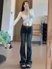 Jeans American Retro Micro-Flare Feminino Outono Novo Slim Fit Cintura Baixa Calça Longa Perna Reta Perna Cigarrete Calça Flare Tendência