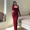 Nuevo Vestido de Mujer 2025 Europeo y Americano Transfronterizo Otoño e Invierno Ajustado Largo Bodycon Cola de Pez