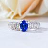 Joias Longlongjin novo anel S925 de prata oval safira sintética 5*7mm em formato de gota elegante luxo leve personalidade