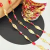Cadena de Cobre Chapada en Oro de 18 Quilates para Joyería DIY, Retención Fuerte del Color, Cristal Cilíndrico de Girasol, Cadena Hecha a Mano, Accesorios para Ropa, Piezas de Cadena