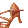 Sapatos de Dança Latina para Mulheres, Salão de Dança para Adultos com Solado Macio, Saltos Médio-Altos, Crianças Maiores Prática Cetim Profissional Dança Sapatos de Dança Country