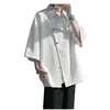 Polo Waffle de Manga Curta com Meio Zíper para Homens, Roupa Tendência de Verão Estilo Americano, Corte Solto, Camiseta Resistente de Manga Curta