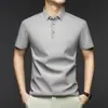 Camisa Polo de Hielo sin Costuras para Hombre de Verano al por Mayor Transfronterizo Camiseta de Manga Corta Camiseta de Color Sólido de Negocios Casual de Alta Gama