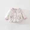 Jaqueta acolchoada de algodão para outono e inverno de bebê, casaco grosso, roupa de algodão estilosa e quente para bebês e crianças pequenas, blusa matelassê de 120g