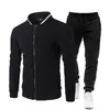 Traje Deportivo Casual para Hombre de Primavera y Otoño, Chaqueta con Cuello Alto y Cremallera y Pantalones de Chándal, Conjunto de Dos Piezas, Color Sólido, Moda para Hombre