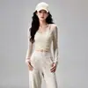 Conjunto de yoga para mujer, con un top ligero y transpirable de manga larga y leggings deportivos de secado rápido, perfecto para correr, entrenar y yoga