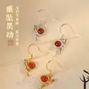 Aretes de Bambú para Mujer, Diseño Único, Colgantes Rojos de Ágata de Alta Gama, Joyería para Orejas de Plata Estilo Nuevo 2025, Aros para Orejas