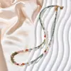 Acessórios Metálicos de Aço Inoxidável Colar Artesanal com Contas de Pedra Natural Estilo de Luxo Leve Celebridade da Internet Transmissão ao Vivo Colar Não Desbota
