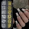 Caja Alargada en Forma de Arco de Aleación Clavos Decorativos para Uñas Dorados y Plateados Perlas Semiredondas Mariposa Decoraciones Metálicas para Uñas Artículo Popular Transfronterizo