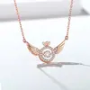 Colar Inteligente Anjo S925 Prata Corrente Clavícula Coração Pulsante Asas Design de Nicho Feminino Simples Cravejado Banho de Ouro