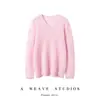 Suéter 100% cachemira pura para mujer, cuello en V, tejido de ochos, jersey, hueco, corte holgado, adelgazante, estilo casual, suéter base de punto