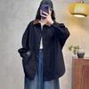 Gabardina de color contrastante abrigo camisa mujer 2025 primavera nuevo coreano literario suelto etiqueta talla grande manga larga top