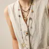 2026 Collar Retro de Cuerda Tejida a Mano con Cuentas de Acero de Titanio para Mujer Diseño de Nicho Estilo Étnico Cadena para Suéter Accesorios de Flor
