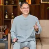 Traje Tang Masculino, para Meia-Idade e Idosos, Roupa de Primavera e Outono, Roupa do Pai, Manga Longa de Primavera e Verão, Roupa Estilo Chinês do Vovô, Roupa Tradicional Chinesa para Maiores de 70 e 60 Anos