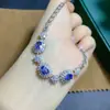Pulsera Nueva de Tanzanita Natural Plata S925 Incrustada Piedra Principal 5X7Mm Versátil Popular Moderna Joyería para Mujer Venta al por Mayor