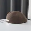 Boina Negra con Logo Personalizado para Circunferencia de Cabeza Grande Estilo Otoño e Invierno para Mujer Gorra Visera Retro Adelgazante Moda Lana Fieltro